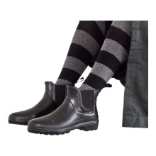 Grand Step Shoes Rubber Boots Vickie (Chelsea Boot made of Natural Rubber) black Ladies